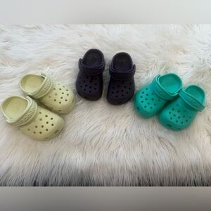 CROCS Kids Sandals - yellow, purple, and Green